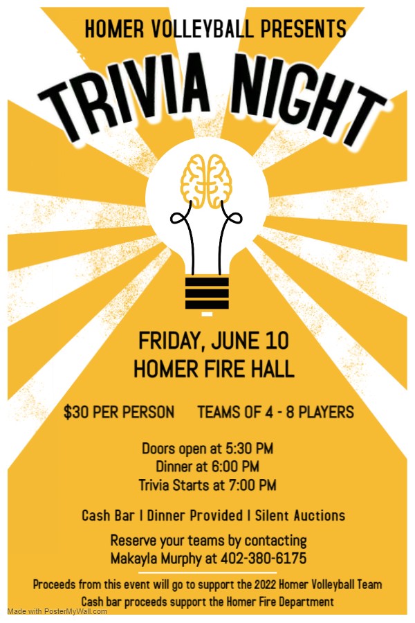 Homer Community Schools Homer Volleyball Trivia Night